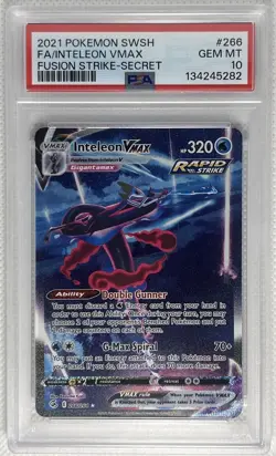 Pokemon Sword & Shield Fusion Strike Inteleon VMAX Alt Art 266/264 PSA 10 - Image 1