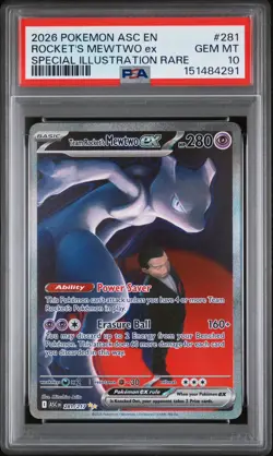 2026 POKEMON ASC SPECIAL ILLUSTRATION RARE #281 TEAM ROCKET'S MEWTWO EX PSA 10 - Image 1