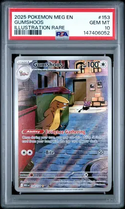 2025 POKEMON MEG EN-MEGA EVOLUTION ILLUSTRATION RARE #153 GUMSHOOS PSA 10 - Image 1