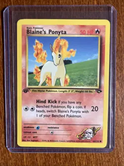[NM] 2000 Pokemon Gym Challenge Blaine's Ponyta 1st Edition #64/132 - Image 1