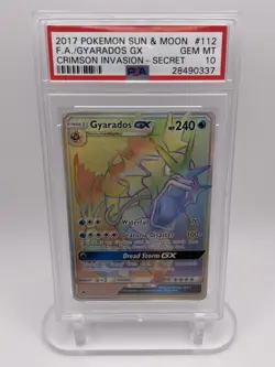 2017 Pokemon Sun & Moon Crimson Invasion #112/111 Gyarados GX PSA 10 - Image 1