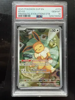 Pokemon 2025 SVP EN-SV Prismatic Evolutions ETB Promo #173 Eevee PSA 10 Gem Mint - Image 1