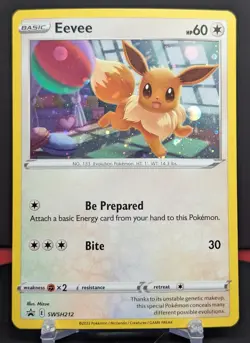Pokemon Eevee #SWSH212 English Black Star Promo Cosmos Holo - Image 1