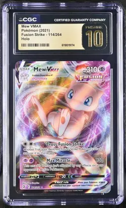 ✨✨ CGC 10 Pristine Mew VMAX 114/264 Ultra Rare Fusion Strike Pokemon Card - Image 1