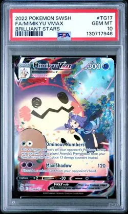 PSA GEM MT 10: Pokemon Brilliant Stars Mimikyu VMAX Full Art (#TG17) - Image 1