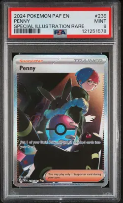 PSA 9 Pokemon 2024 Scarlet & Violet Paldean Fates Penny SIR 239/091 - Image 1