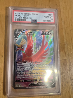 2022 Pokemon Sword and Shield FA/HO-OH V Silver Tempest 187/295 PSA 10 - Image 1