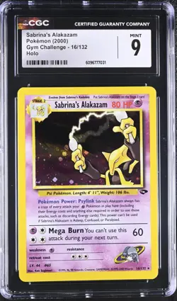 CGC 9 Sabrina's Alakazam Holo 16/132 Gym Challenge Pokemon - Image 1