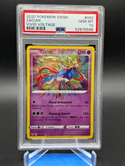 Pokemon Sword & Shield Vivid Voltage Amazing Rare Zacian 82/185 PSA 10 GEM MINT - Image 1