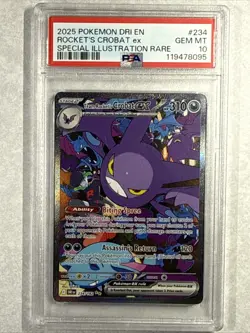 Team Rocket's Crobat ex 234/182 Sv10 Pokemon DRI EN Destined Rivals Holo PSA 10 - Image 1