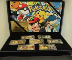 🔥 🔥 Pokemon 7 Piece Gold Dollar Gold Plated Bar Set with Case 🔥 🔥 - Image 1