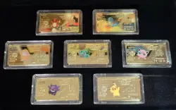 🔥 🔥 Pokemon 7 Piece Gold Dollar Gold Plated Bar Set with Case 🔥 🔥 - Image 2