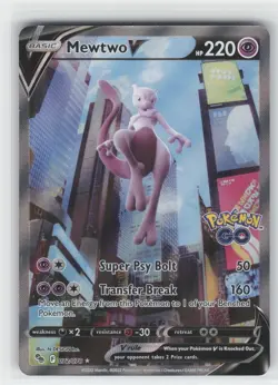 Mewtwo V (Alternate Full Art) Pokemon GO 072/078 Ultra Rare Psychic Holofoil LP - Image 1