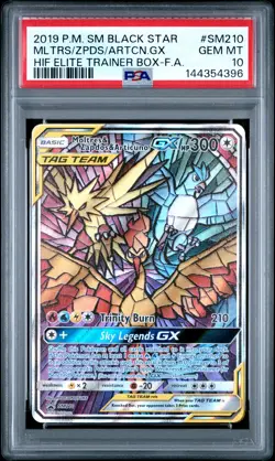 2019 POKEMON SM BLACK STAR PROMO FULL ART/MOLTRES & ZAPDOS & ARTICUNO GX PSA 10 - Image 1