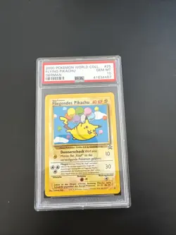 2000 Pokemon GERMAN World Collection Promo Fliegendes-Flying Pikachu 25 PSA 10 - Image 1