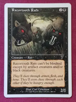 Magic The Gathering 7TH EDITION RAZORTOOTH RATS black card MTG - Image 1