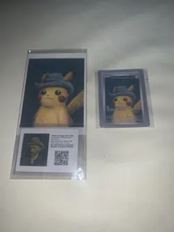 Van Gogh Pikachu Art Card with Grey Felt Hat &Van Gogh Insert &Full Postcard Set - Image 1