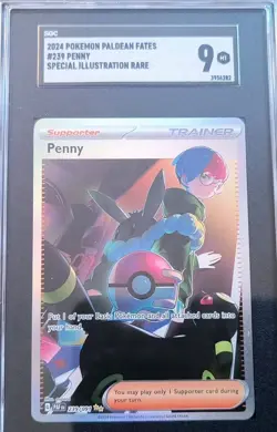 Penny S.I.R. Full Art Pokemon Card SGC 9 MINT Paldean Fates 239/091 2024 UMBREON - Image 2