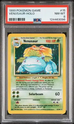 1999 POKEMON GAME #15 VENUSAUR-HOLO PSA 8 - Image 1