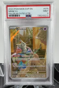 MIMIKYU 2024 POKEMON SVP PALDEAN FATES ETB PROMO #075 PSA 9 Mint TCG Card - Image 1