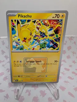 🔥Pokemon TCG Pikachu Winner Stamp 2025 Worlds Promo Near Mint SVP 225 Promo 🔥 - Image 1