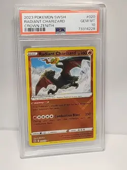 Pokemon TCG Radiant Charizard 020/159 PSA 10 Gem Mint Radiant Rare Crowns Zenith - Image 1