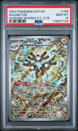 2024 POKEMON SURGING SPARKS POKEMON CENTER ETB PROMO SVP #159 MAGNETON PSA 10 - Image 1