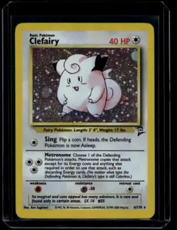 Pokemon TCG Clefairy 6/130 Base Set 2 Holo Rare MP - Image 1