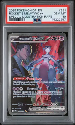 2025 POKEMON DRI EN-DESTINED RIVALS #231 TEAM ROCKET'S MEWTWO EX PSA 10 - Image 1
