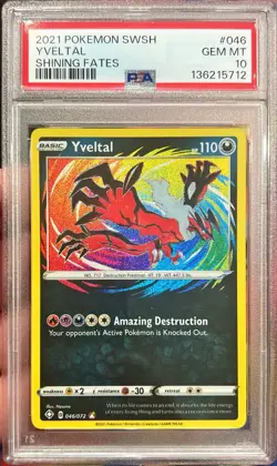 2021 Pokemon SWSH Shining Fates Yveltal Amazing Rare 046/072 PSA 10 Gem Mint - Image 1