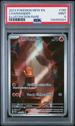 2023 POKEMON MEW EN-151 ILLUSTRATION RARE #168 CHARMANDER PSA 9 - Image 1