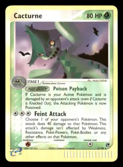 Moderately Played Cacturne 2/100 Reverse Holo EX Sandstorm Rare - Image 1