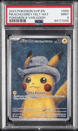 2023 POKEMON SVP EN-SV BLACK STAR PROMO #085 PIKACHU WITH GREY FELT HAT PSA 9 - Image 1