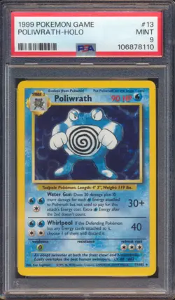 1999 POKEMON GAME POLIWRATH #13 HOLO PSA 9! - Image 1