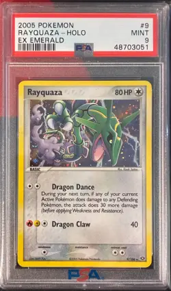 2005 POKEMON EX EMERALD #9 RAYQUAZA-HOLO PSA 9 - Image 1