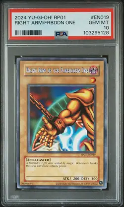 YUGIOH! RARE RETRO PACK RP01-EN019 RIGHT ARM OF EXODIA THE FORBIDDEN ONE PSA 10 - Image 1