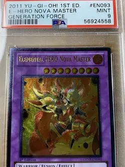 2011 YU-GI-OH! GENF-GENERATION FORCE #EN093 ELEMENTAL HERO NOVA MASTER PSA 9 - Image 3