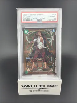 2025 ONE PIECE OP11-A FIST OF DIVINE SPEED SPECIAL ALTERNATE ART SHANKS PSA 10 - Image 1