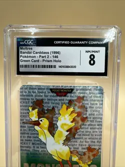 1996 CGC 8 Pokemon Moltres Prism Holo 146 Bandai Carddass Green Card Part 2 - Image 5