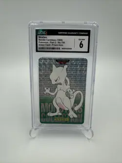 1996 Pokemon Japanese Carddass #150 Mewtwo Green Prism Holo Card Bandai CGC 6 - Image 1
