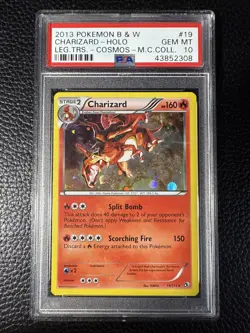 2013 Pokemon Black & White Legendary Treasures #19 Charizard Cosmos Holo PSA 10 - Image 1