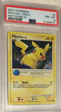 2007 Pokemon VERY RARE POP Series 6 Promo PSA 8 Pikachu Holo #9 - Image 1