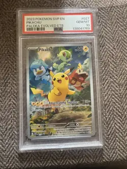 2023 POKEMON SVP EN-SV PALDEA EVOLVED ETB PROMO #027 PIKACHU PSA 10 - Image 1