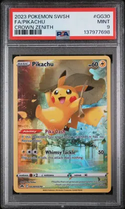 2023 POKEMON SWORD AND SHIELD CROWN ZENITH GG30 FULL ART/PIKACHU | PSA 9 - Image 1