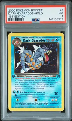 2000 POKEMON ROCKET 1ST ED #8 DARK GYARADOS-HOLO PSA 7 - Image 1