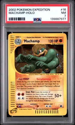 2002 POKEMON EXPEDITION #16 MACHAMP-HOLO PSA 7 - Image 1