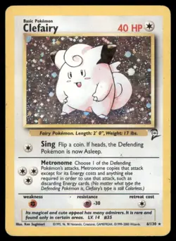 Pokemon TCG Clefairy 6/130 Holo Base Set 2 - Image 1