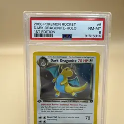 2000 Pokemon Dark Dragonite Team Rocket 1st Edition Holo Rare #5/82 PSA 8 - Image 2