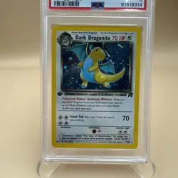 2000 Pokemon Dark Dragonite Team Rocket 1st Edition Holo Rare #5/82 PSA 8 - Image 3