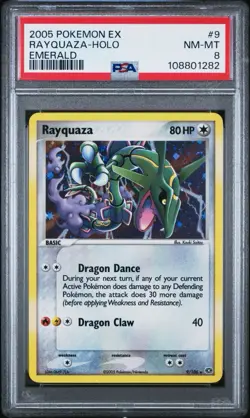 2005 POKEMON EX EMERALD #9 RAYQUAZA-HOLO PSA 8 - Image 1